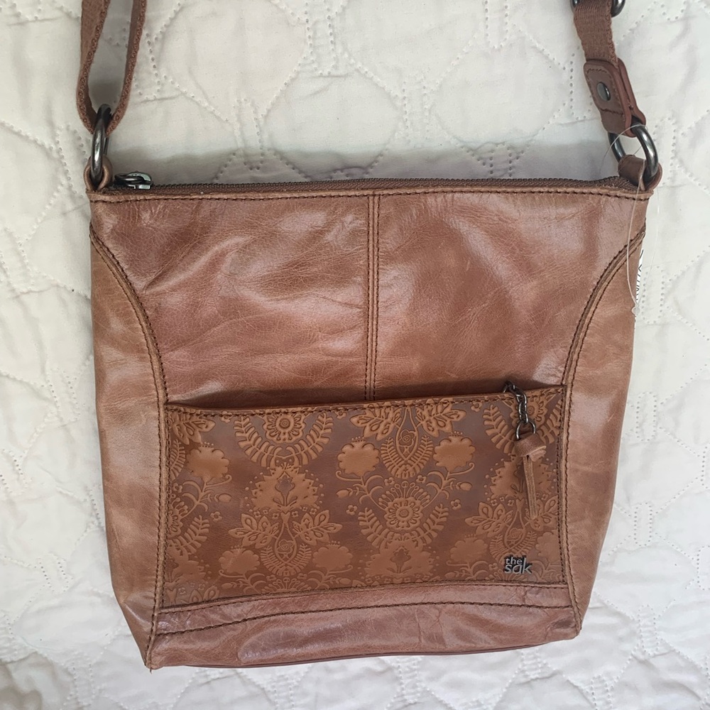 The Sak, Lucia, Brown Shoulder/Crossbody Bag with High-Quality Leather.